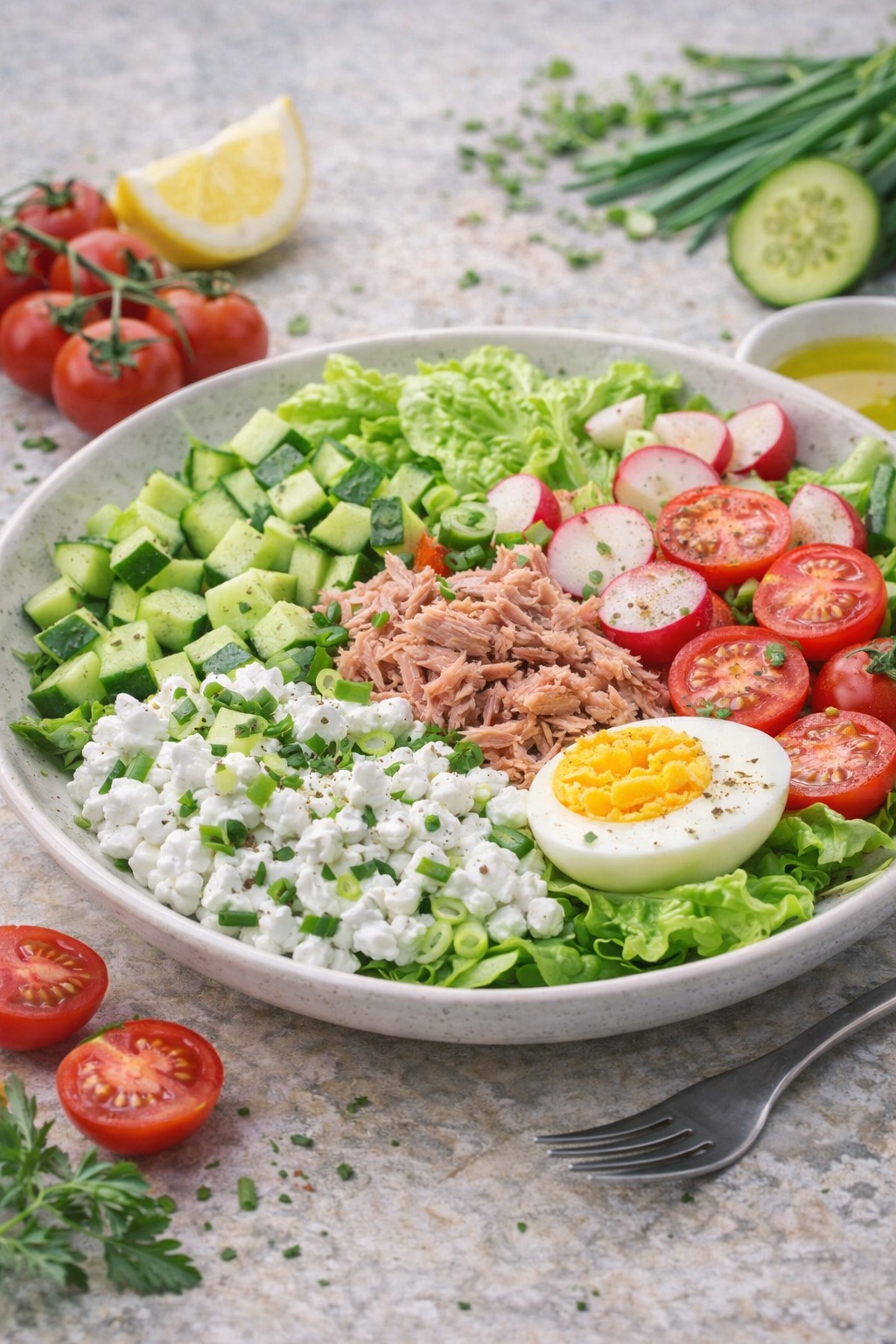 salát s tuňákem a sýrem